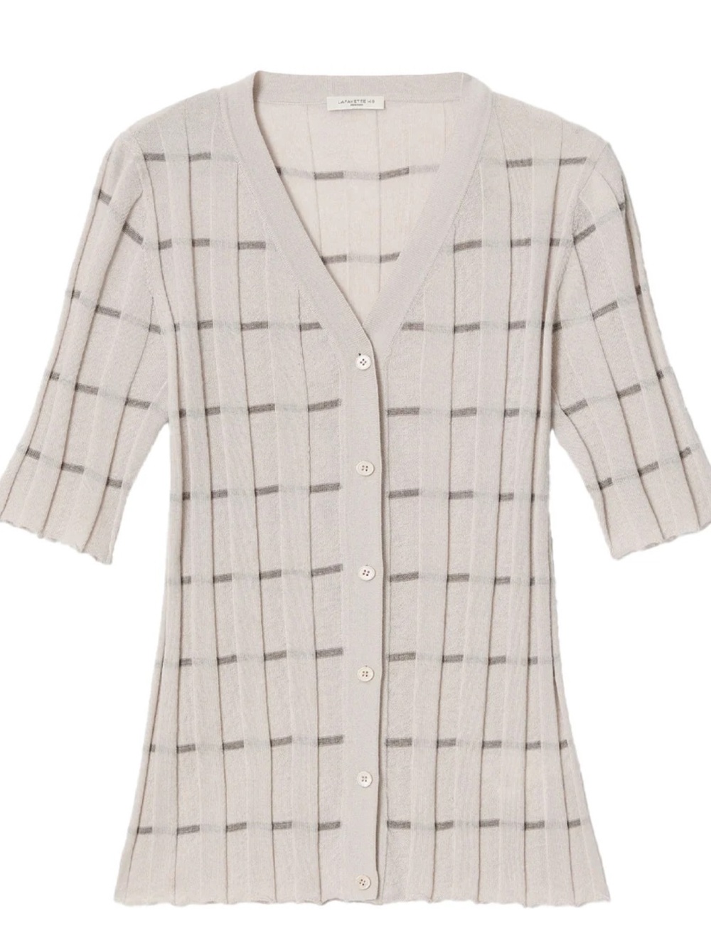 NWT ⚜️ LAFAYETTE 148 NEW YORK Beige Button Cardigan Top Cashmere Silk size S - Picture 4 of 7